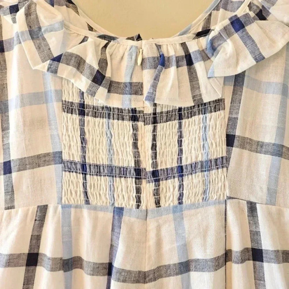 Red Carter Lola Plaid Gingham Linen Cotton Blend Jumpsuit Blue White Size Small. - Picture 15 of 16